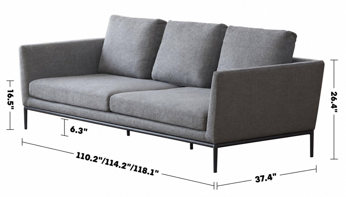 Minimalist Fabric 4.5 Seater Sofa GRACE Size Chart