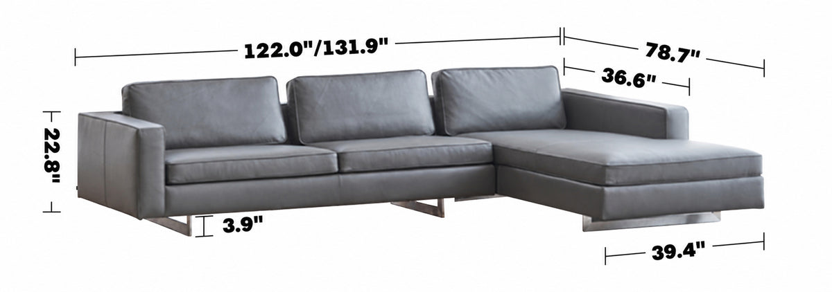 Minimalist Fabric L Shape Sectional Sofa VEMB 3+L Size Chart