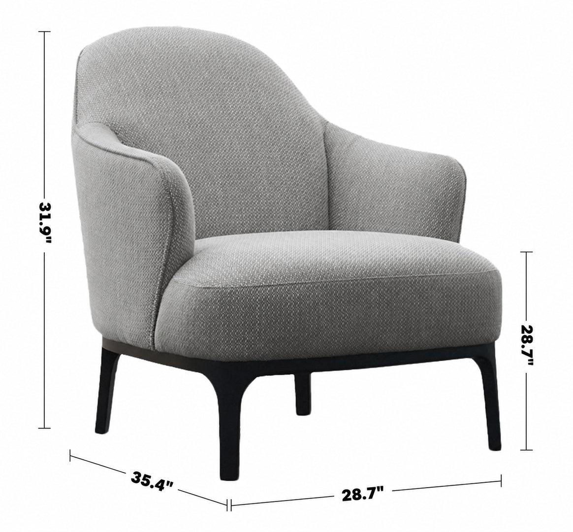 Minimalist Fabric 1 Seater Sofa RINA Size Chart