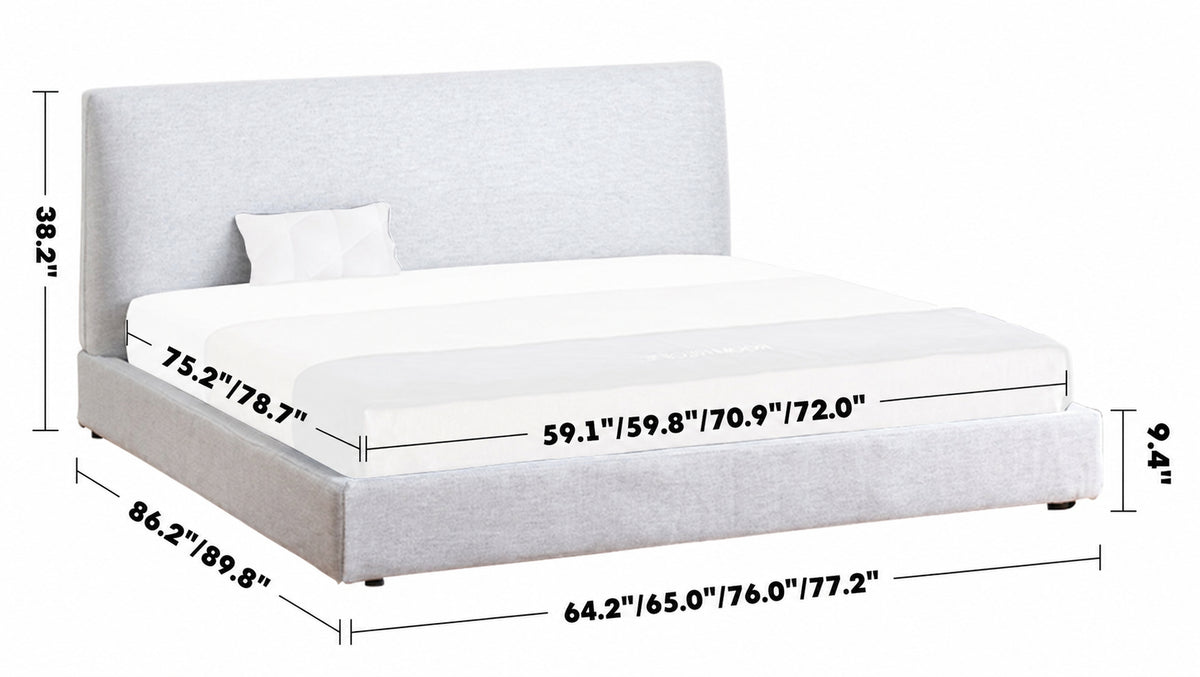 Minimalist Fabric Bed LINES Size Chart