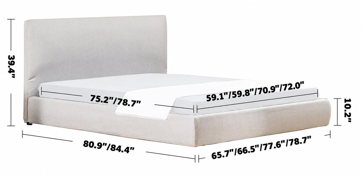 Minimalist Fabric Bed SINO Size Chart