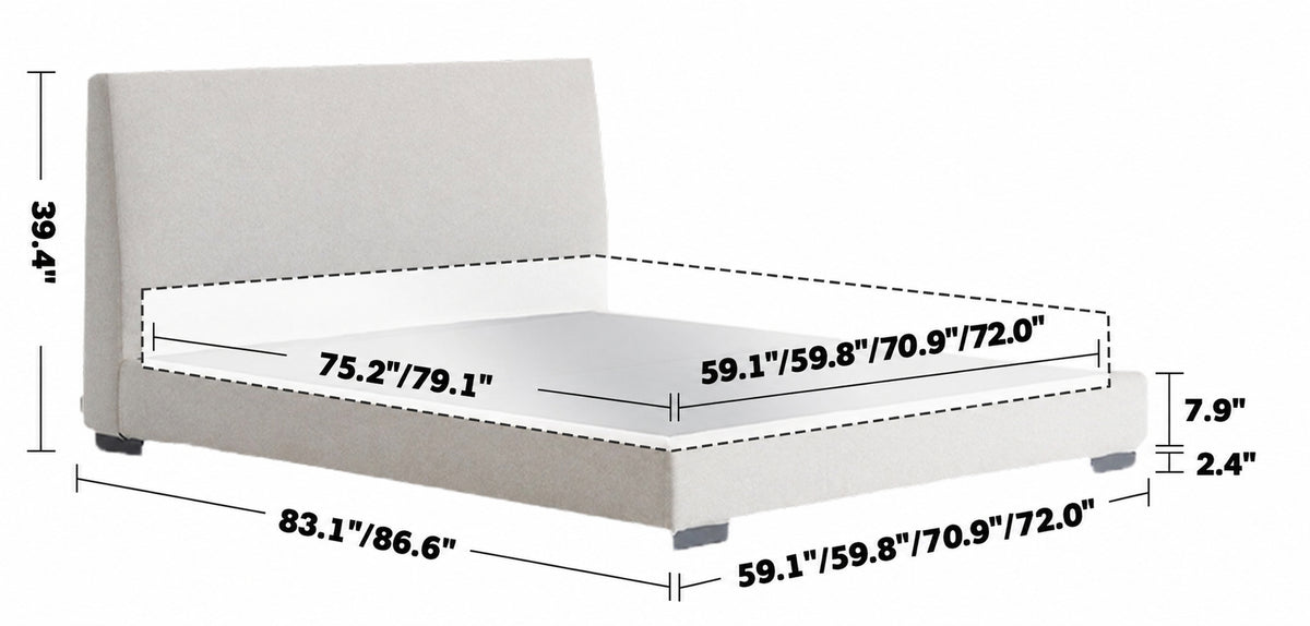 Minimalist Fabric Bed WOODS Size Chart