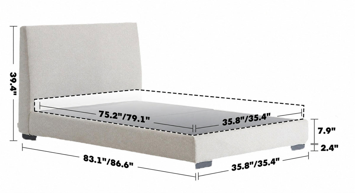 Minimalist Fabric Bed WOODS Size Chart_2