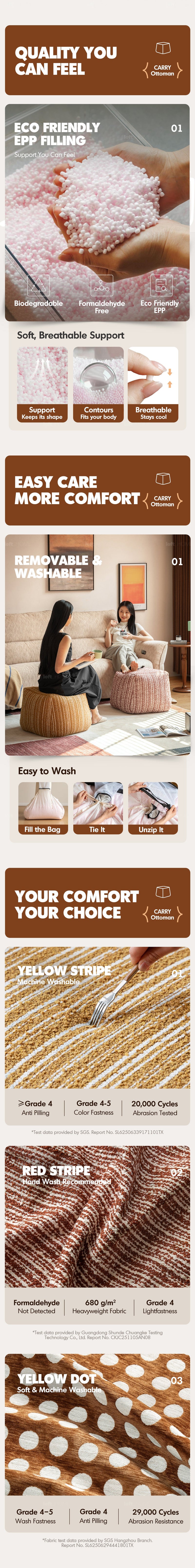 more product details and feature of Cream Boucle Fabric Ottoman CARRY