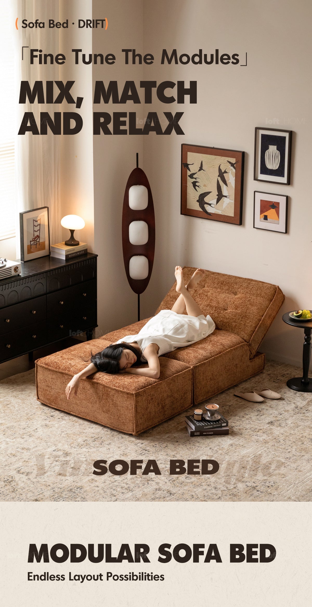 more product details and feature of Bauhaus Chenille Velvet Fabric 1 Seater Sofa Bed DRIFT