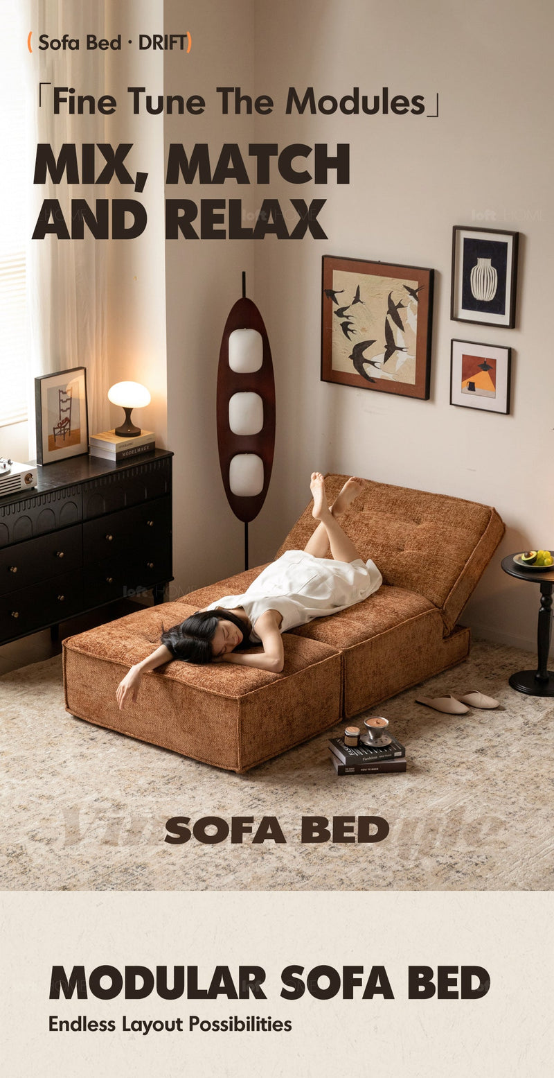 more product details and feature of Bauhaus Chenille Velvet Fabric 1 Seater Sofa Bed DRIFT