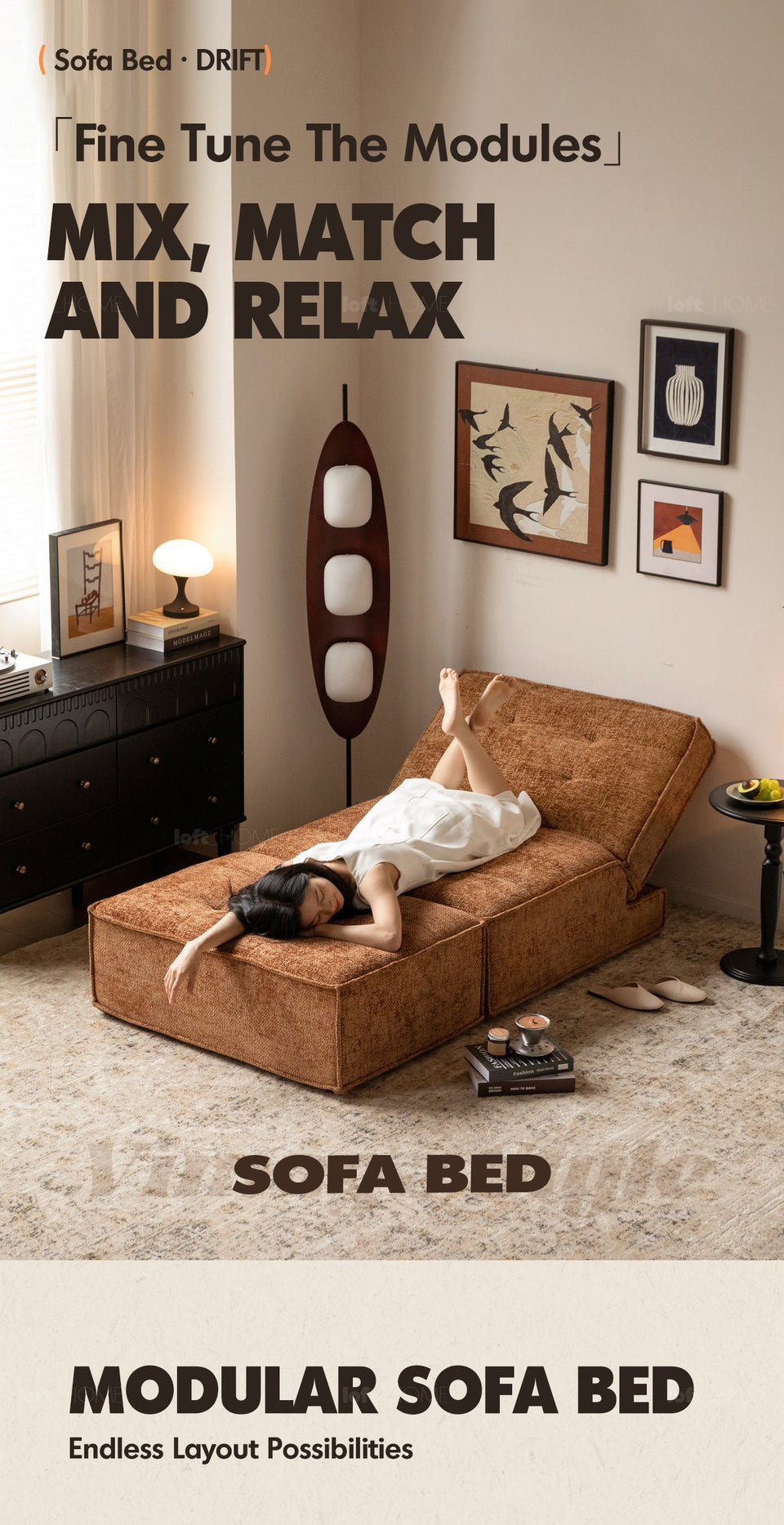 more product details and feature of Bauhaus Chenille Velvet Fabric 1 Seater Sofa Bed DRIFT