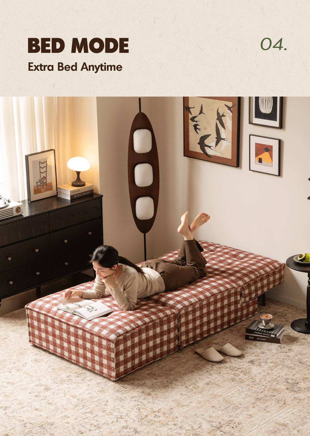 Bauhaus chenille velvet fabric 1 seater sofa bed drift in details.