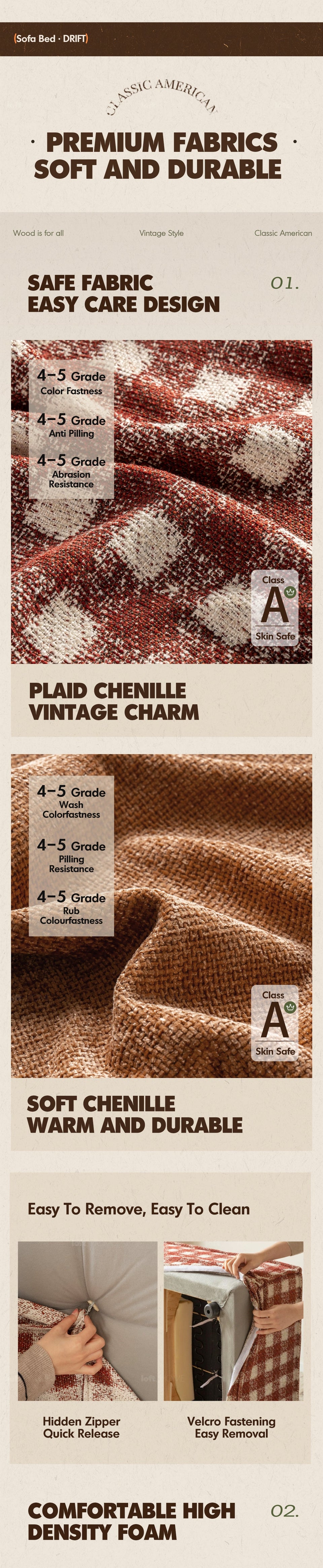 more product details and feature of Bauhaus Chenille Velvet Fabric 1 Seater Sofa Bed DRIFT