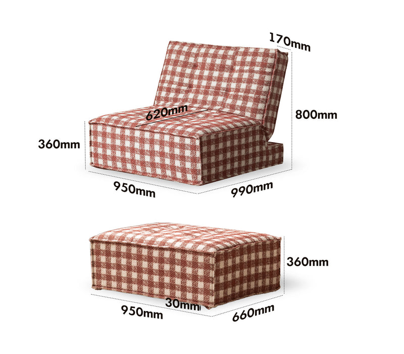 dimension detail diagram of Bauhaus Chenille Velvet Fabric 1 Seater Sofa Bed DRIFT