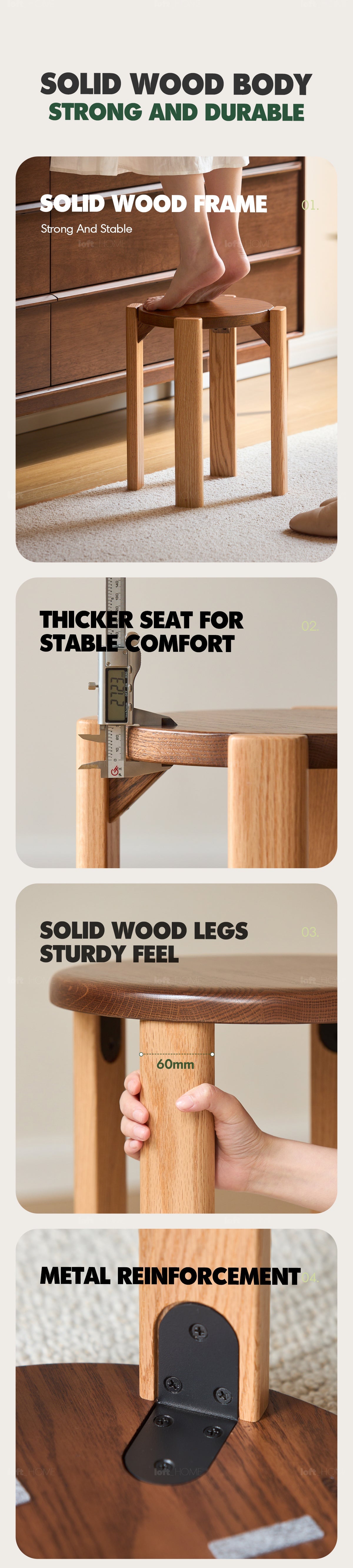 more product details and feature of Scandinavian Oak Wood Stackable Stool With Wheels FRIDAY