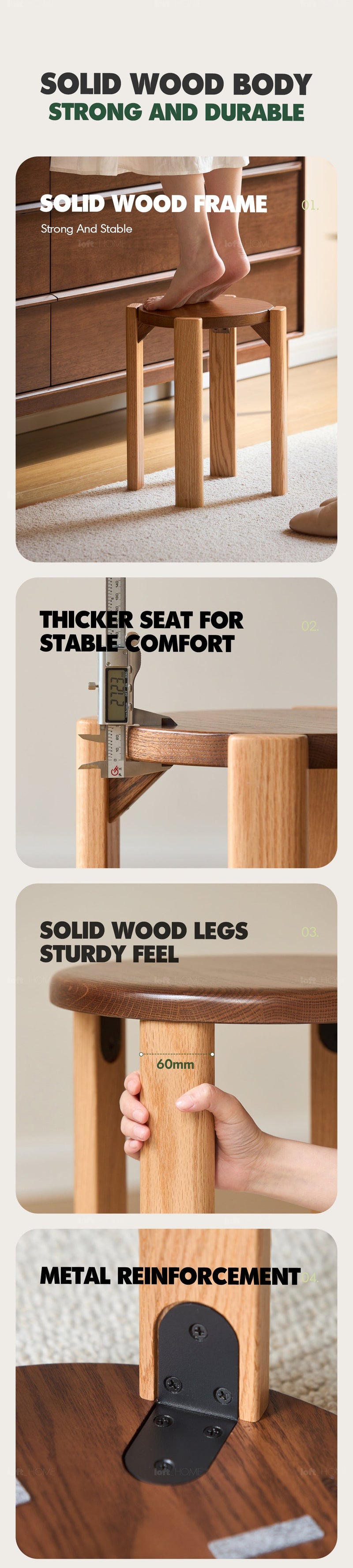 more product details and feature of Scandinavian Oak Wood Stackable Stool With Wheels FRIDAY