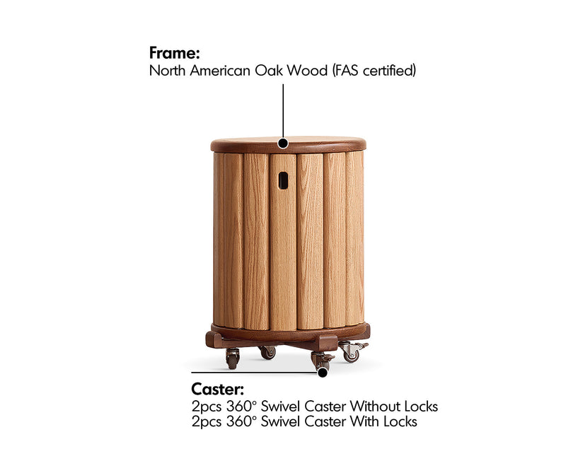 more material details of Scandinavian Oak Wood Stackable Stool With Wheels FRIDAY