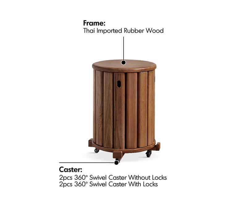 more material details of Japandi Rubber Wood Stackable Stool With Wheels FRIDAY