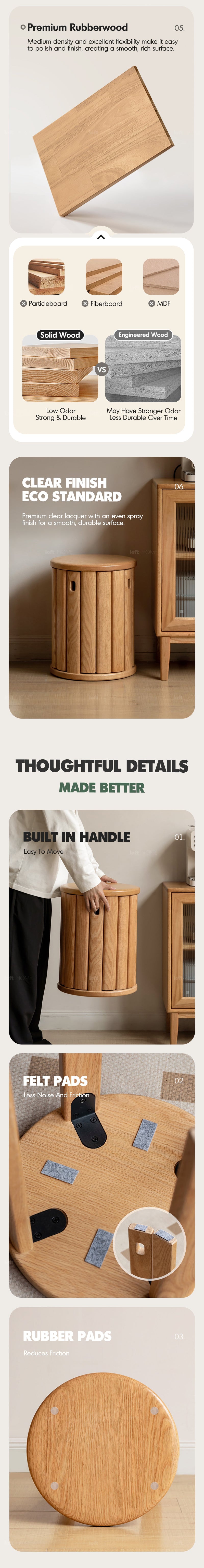 more product details and feature of Scandinavian Rubber Wood Stackable Stool With Wheels FRIDAY