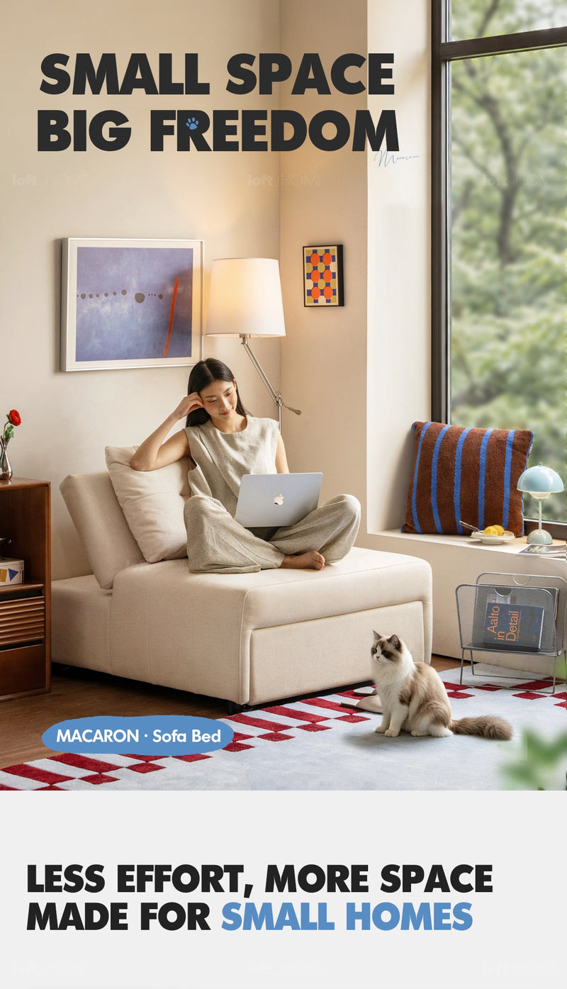 more product details and feature of Modern Cat Scratch Resistant Fabric 1 Seater Sofa Bed MACARON
