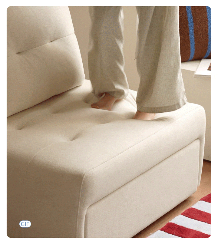 Modern cat scratch resistant fabric 1 seater sofa bed macaron in details.