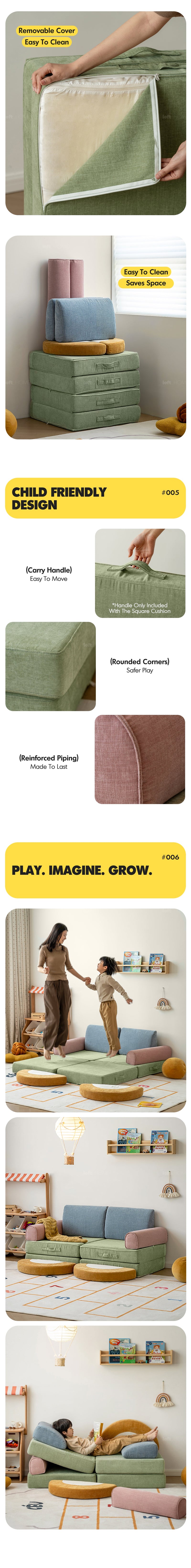 more product details and feature of Contemporary Chenille Velvet Fabric Kids Modular Sofa BLOCK