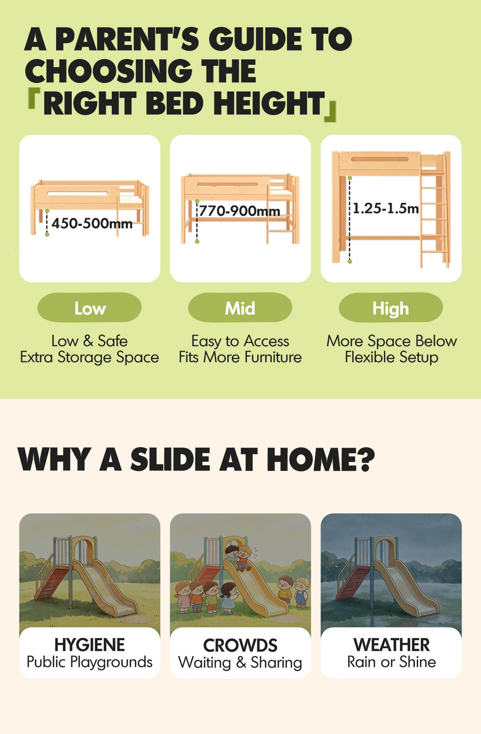 more product details and feature of Scandinavian Beech Wood Kids Storage Bed With Slide And Study Desk CLOUD