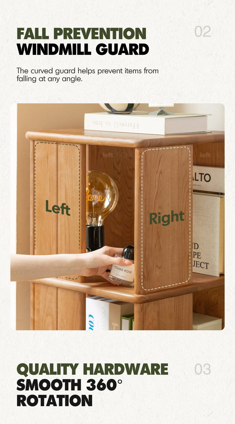 more product details and feature of Scandinavian Cherry Wood Revolving Bookshelf ROTTERDAM