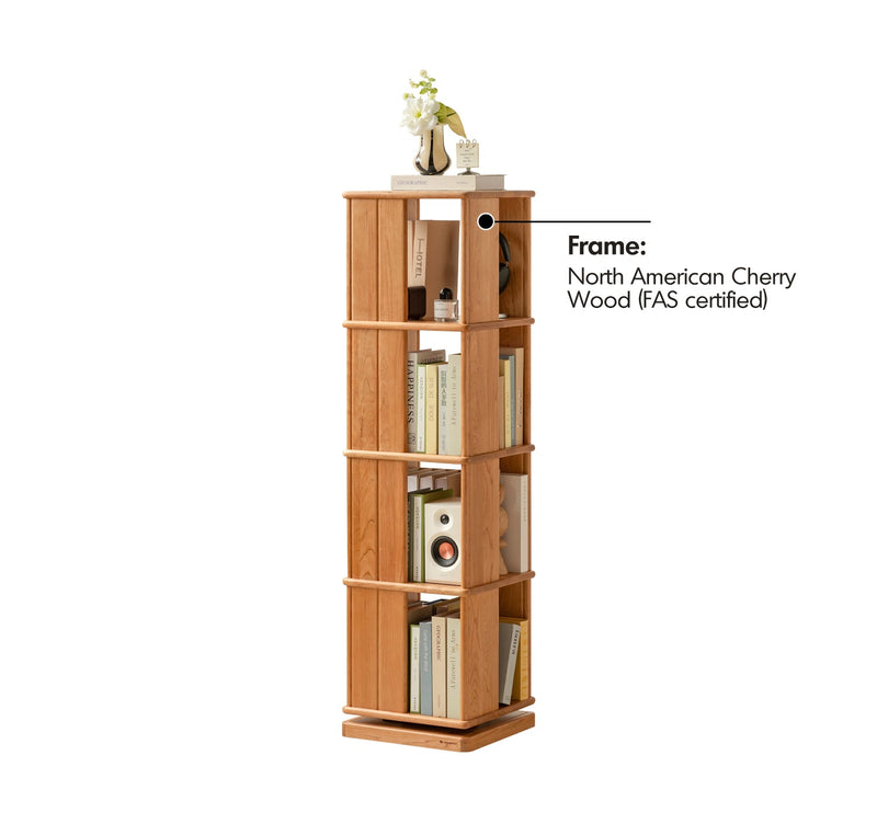 more material details of Scandinavian Cherry Wood Revolving Bookshelf ROTTERDAM