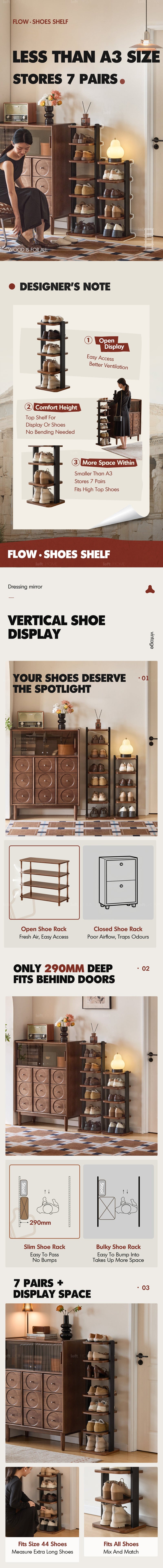 more product details and feature of Bauhaus Wood Shoe Shelf FLOW