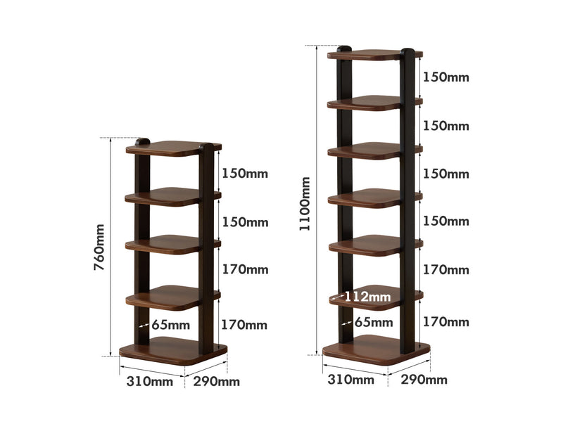 dimension detail diagram of Bauhaus Wood Shoe Shelf FLOW