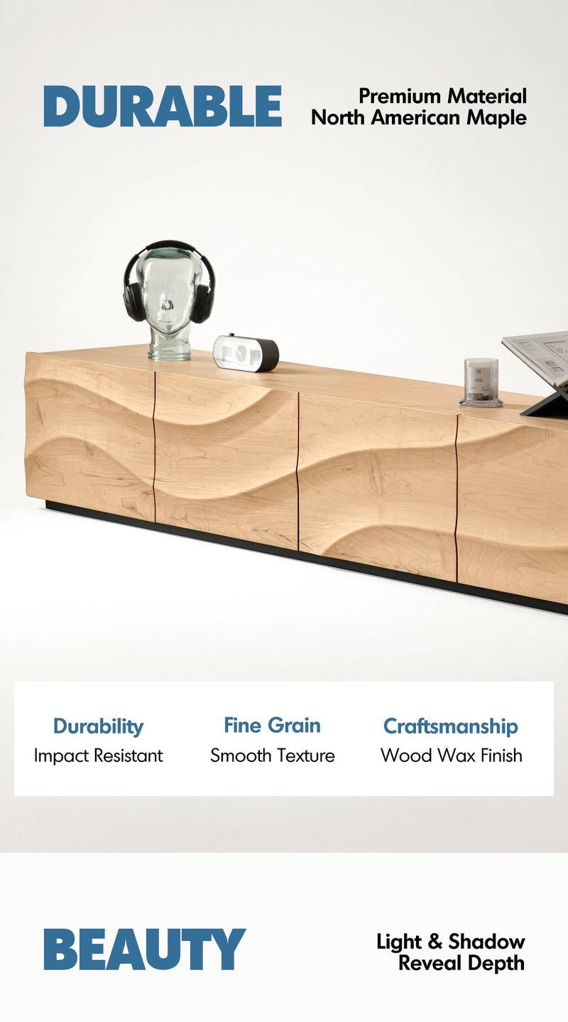 more product details and feature of Scandinavian Oak Wood TV Console WAVE