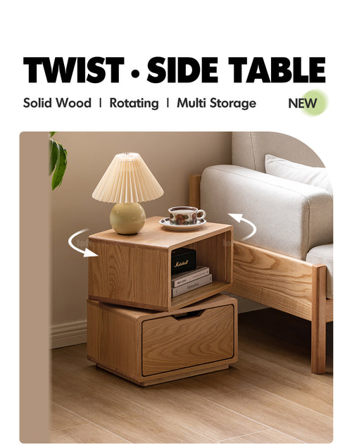 Scandinavian Oak Wood Revolving Side Table TWIST Good to Know Preview-1