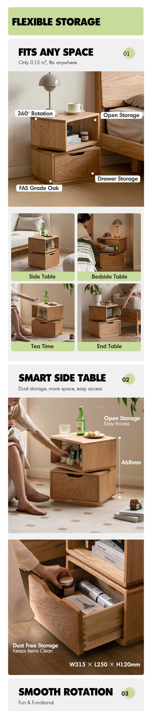 Scandinavian Oak Wood Revolving Side Table TWIST Good to Know Preview-3