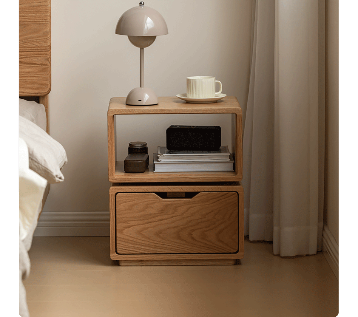 more product details and feature of Scandinavian Oak Wood Revolving Side Table TWIST
