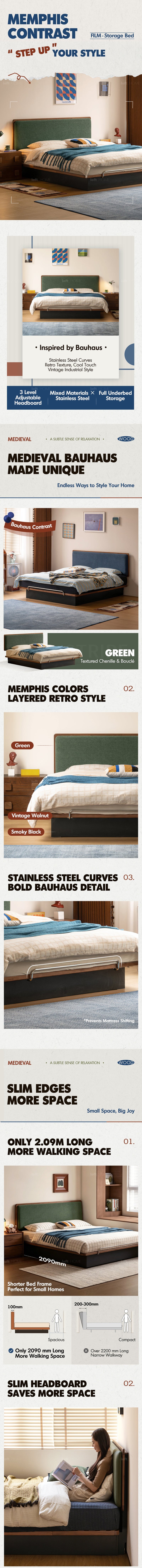 more product details and feature of Bauhaus Walnut Wood Storage Bed FILM
