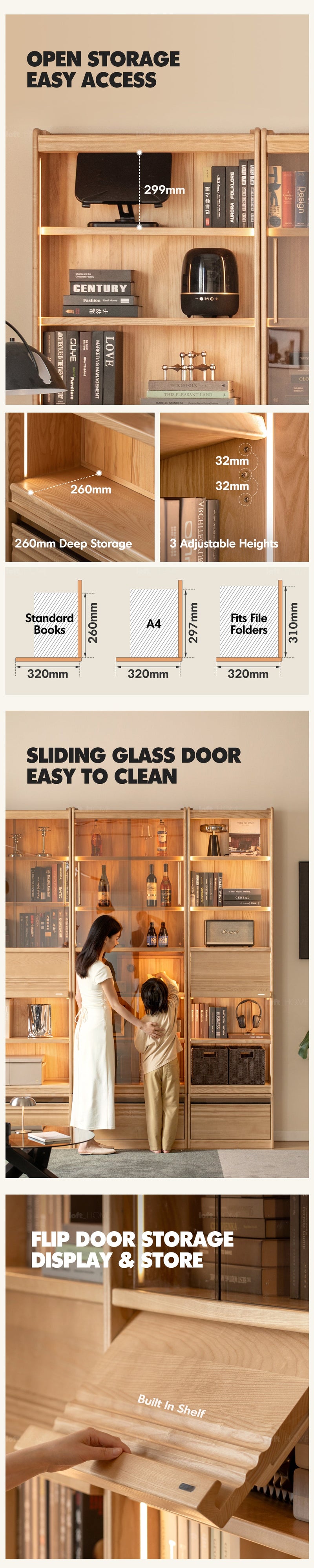more product details and feature of Scandinavian Ash Wood Bookshelf GALLERY