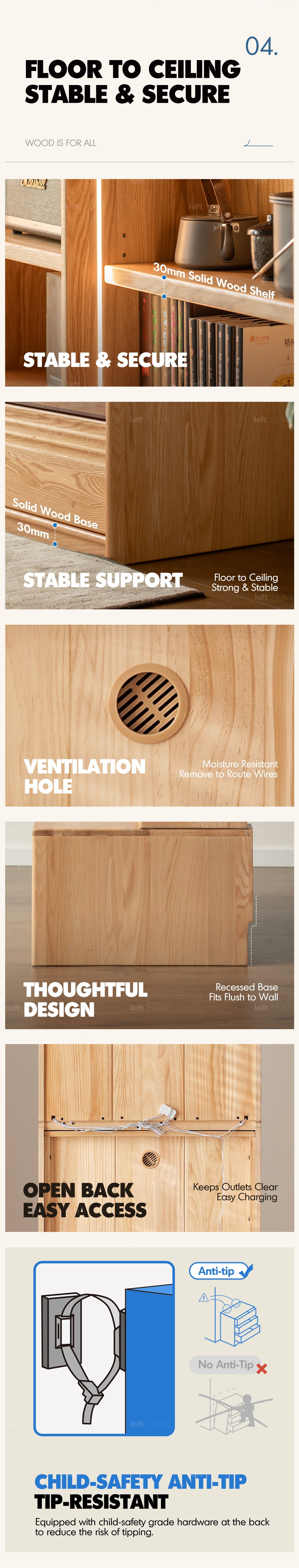 more product details and feature of Scandinavian Ash Wood Bookshelf GALLERY