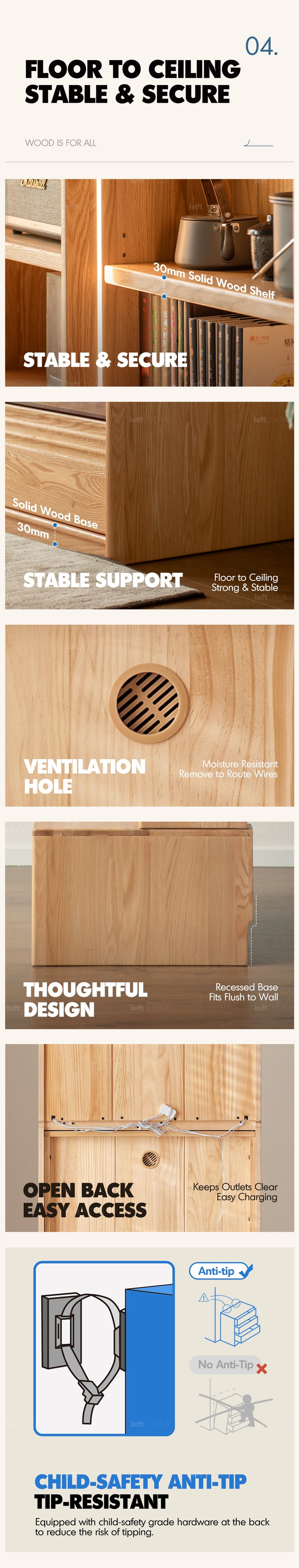 more product details and feature of Scandinavian Ash Wood Bookshelf GALLERY