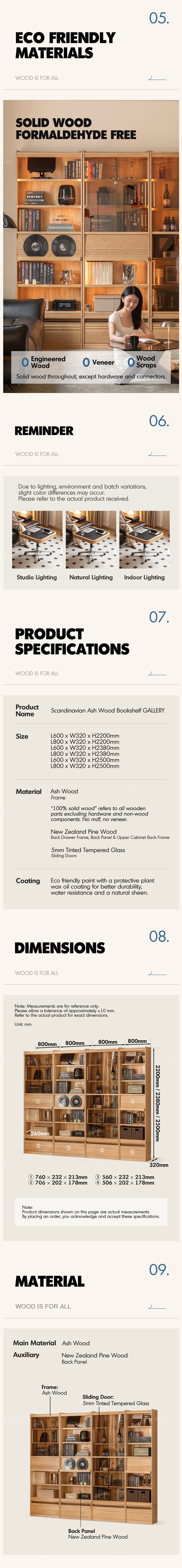 more product details and feature of Scandinavian Ash Wood Bookshelf GALLERY