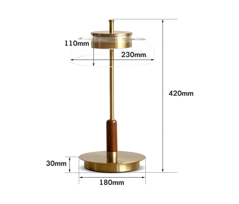 dimension detail diagram of Bauhaus Brass Table Lamp DREAM