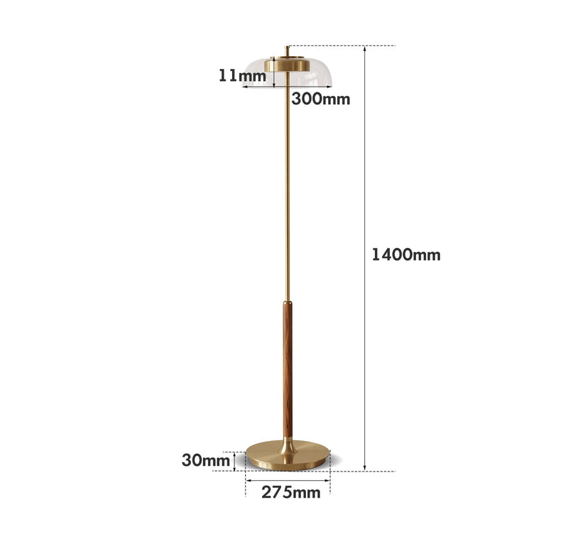 dimension detail diagram of Bauhaus Brass Floor Lamp DREAM