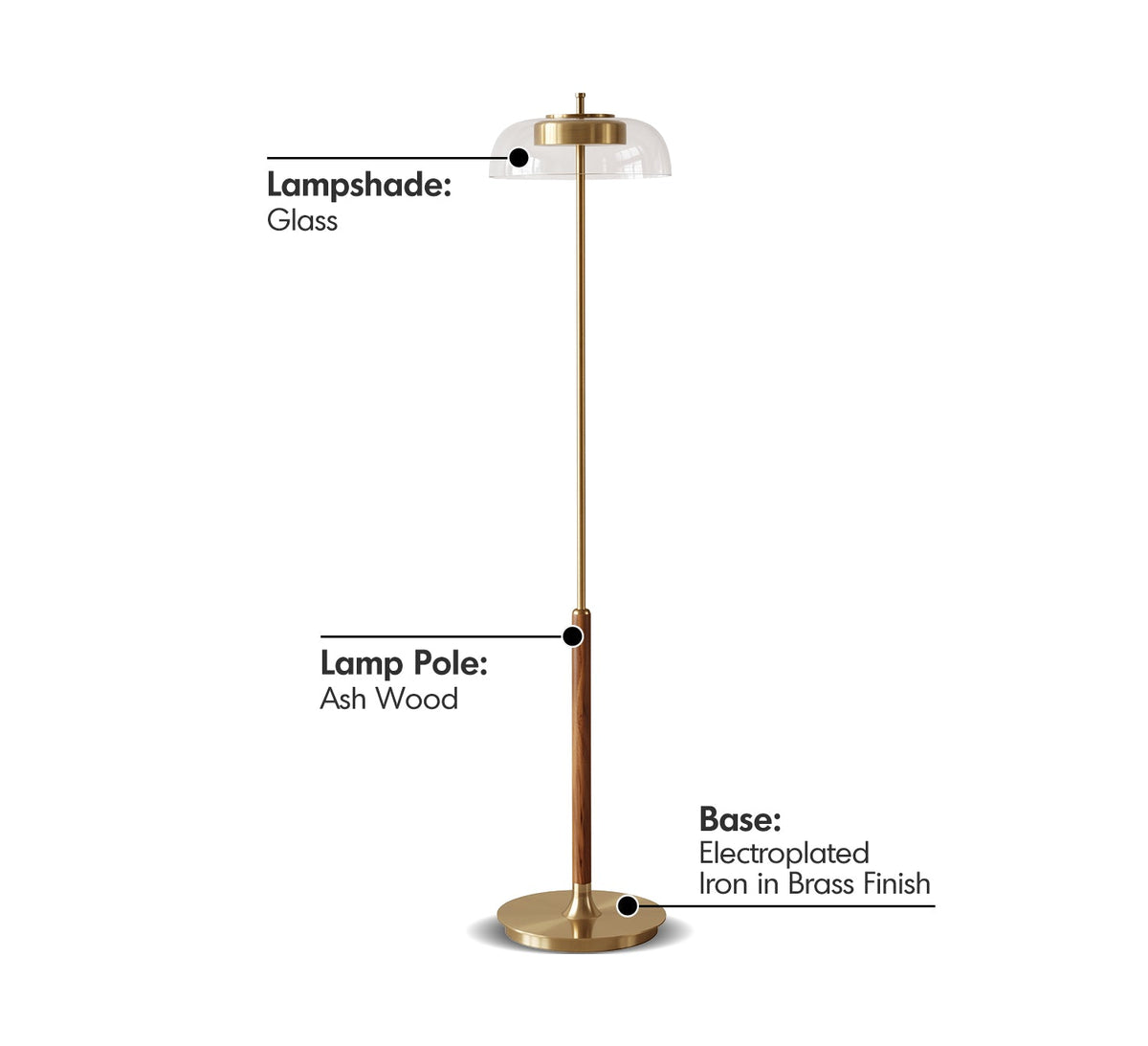 more material details of Bauhaus Brass Floor Lamp DREAM