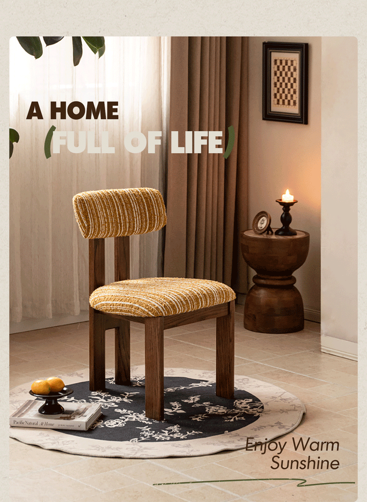 Bauhaus boucle fabric dining chair roma in panoramic view.