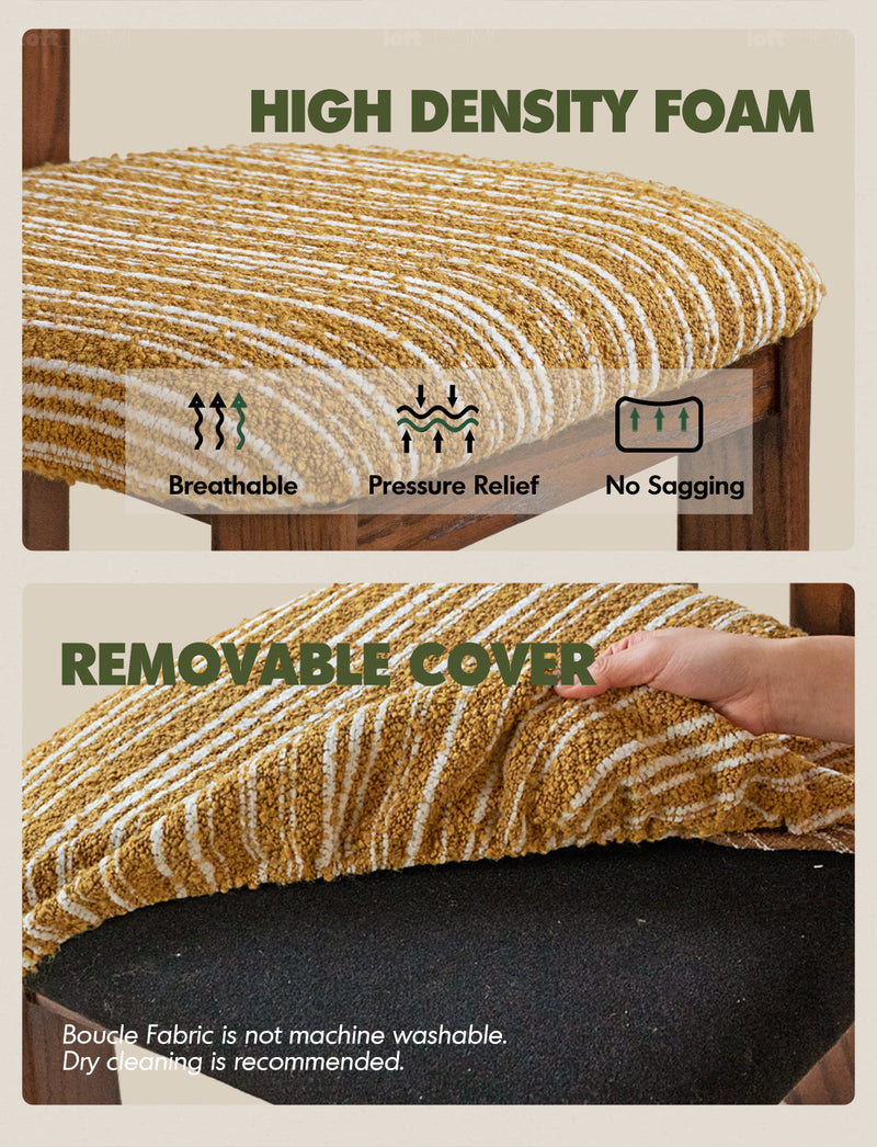 more product details and feature of Bauhaus Boucle Fabric Dining Chair ROMA