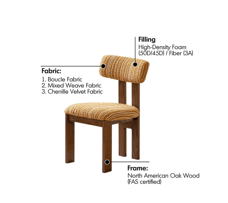 more material details of Bauhaus Boucle Fabric Dining Chair ROMA