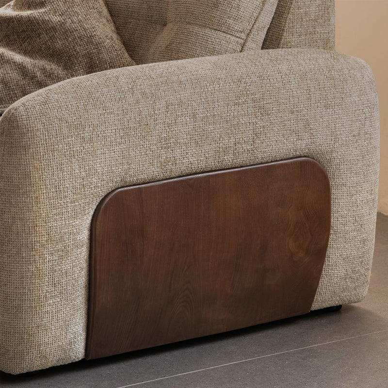 more color details of Cream Chenille Velvet Fabric Recliner 3 Seater Sofa MELLOW