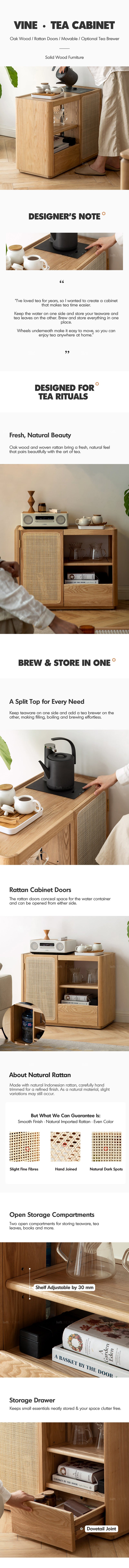 more product details and feature of Scandinavian Oak Wood Wheel Tea Side Table VINE
