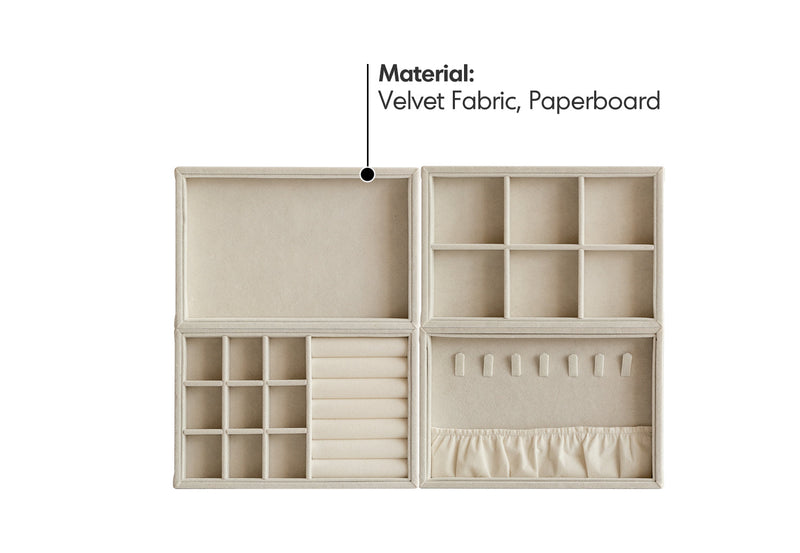 more material details of Minimalist Velvet Fabric Jewelry Organizer Tray 4IN1 Set AURA