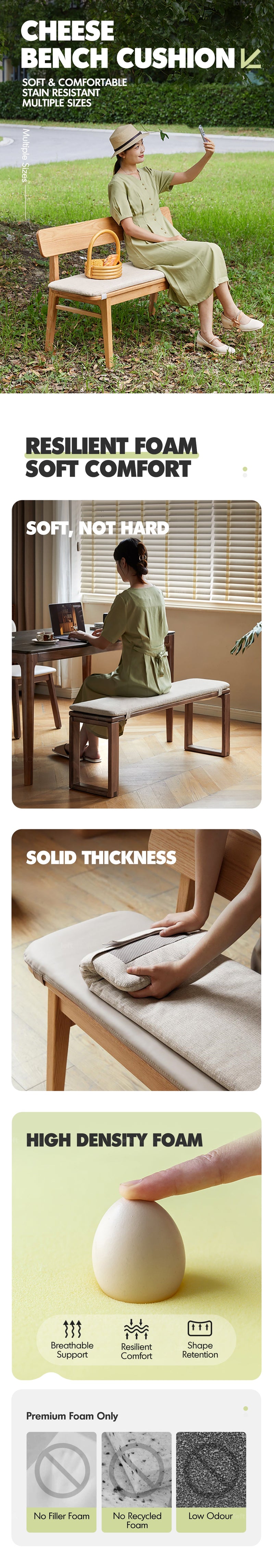more product details and feature of Scandinavian Removable Padded Bench Cushion CHEESE