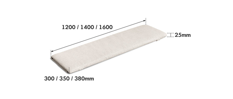 dimension detail diagram of Scandinavian Removable Padded Bench Cushion CHEESE