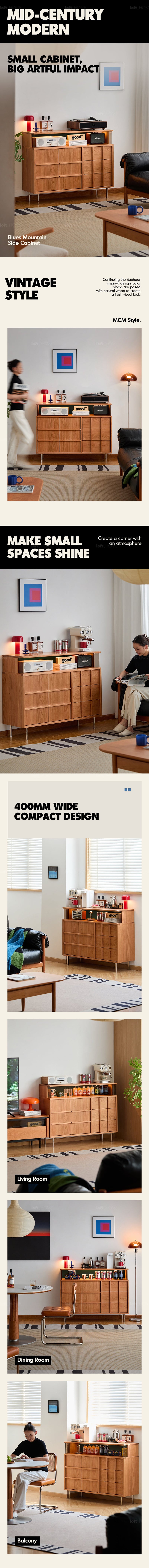 more product details and feature of Scandinavian Cherry Wood Side Cabinet BLUE MOUNTAIN