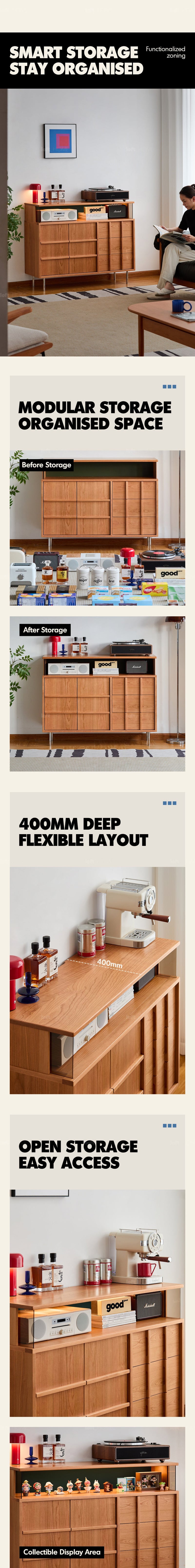 more product details and feature of Scandinavian Cherry Wood Side Cabinet BLUE MOUNTAIN