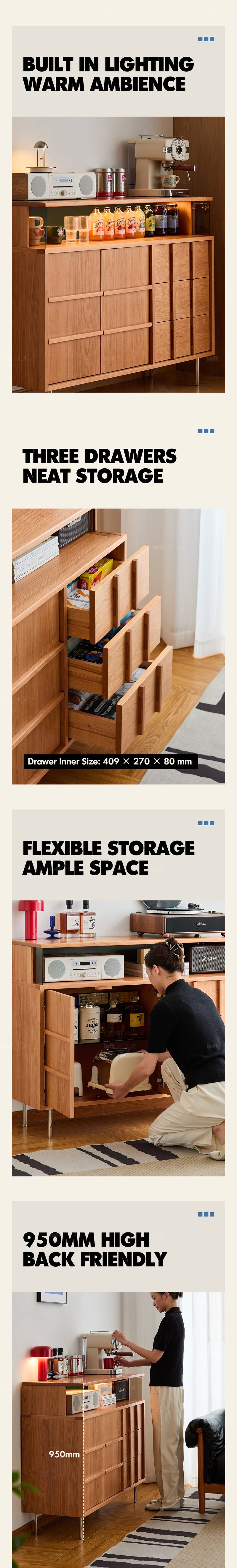 more product details and feature of Scandinavian Cherry Wood Side Cabinet BLUE MOUNTAIN